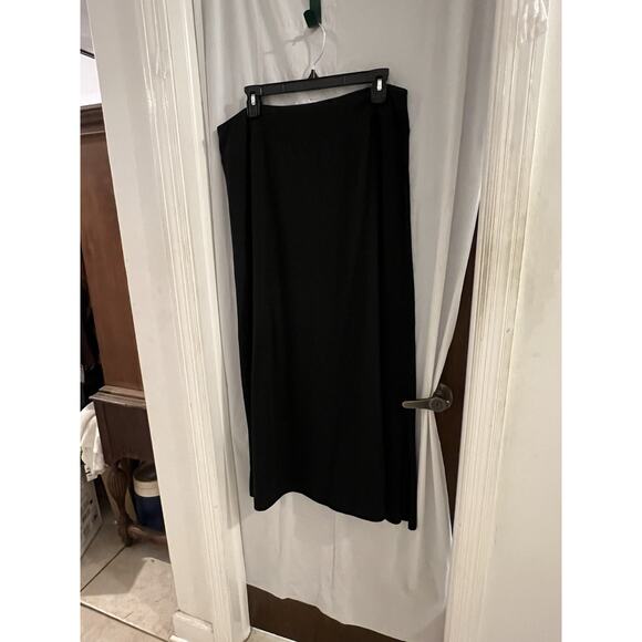 Talbots Knit Maxi Skirt Solid Black Long Sz Large Stretch Pull-on Elastic waist - Picture 1 of 6